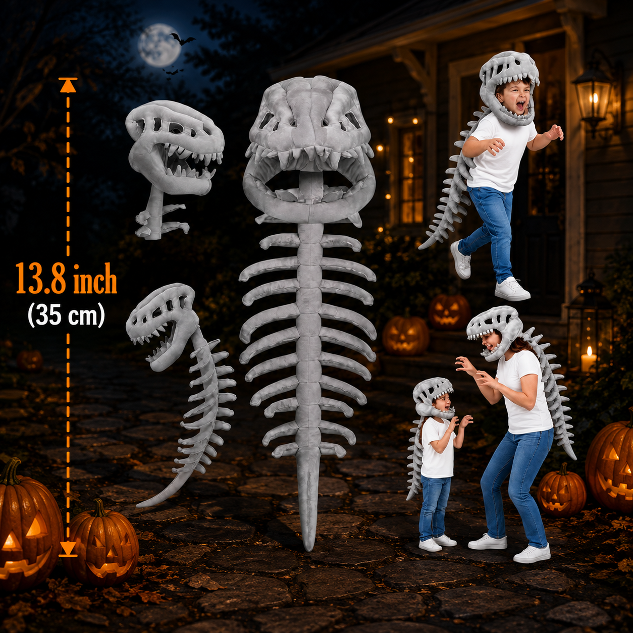 3D Dinosaur Skeleton Costume โ Wearable T-Rex Fossil Halloween Costume
